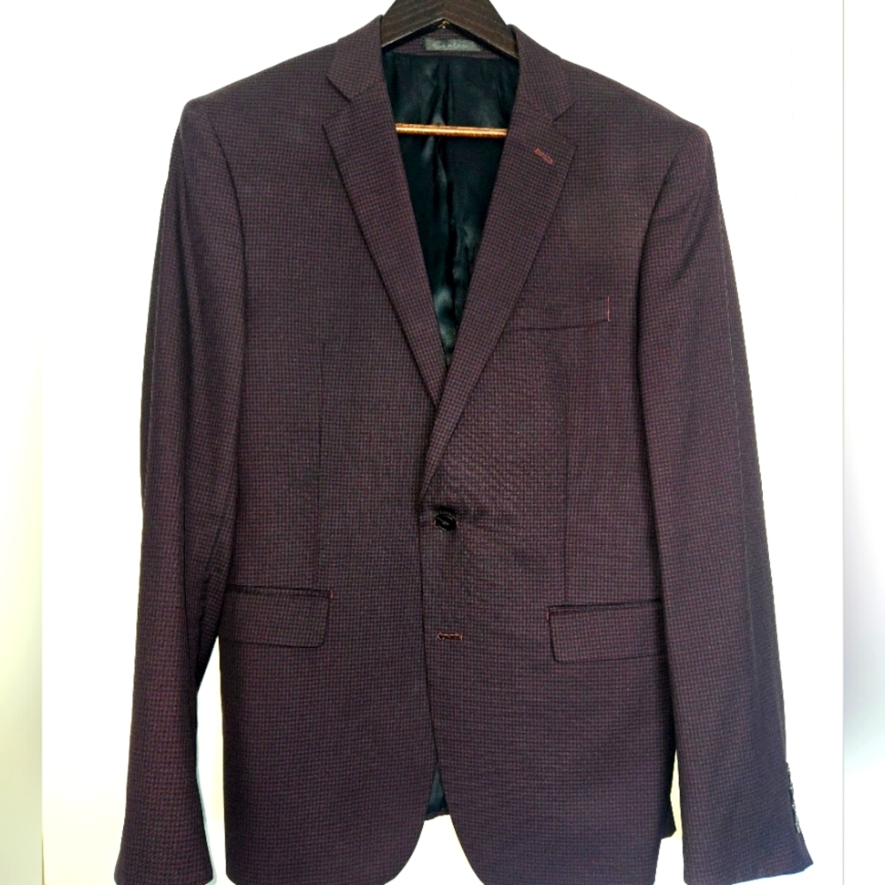 Calvin Klein Extreme Slim Fit Mini Check Wool Jacket Blazer Men's Size 42R